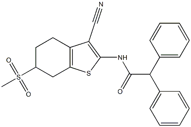 N-(3-cyano-6-methanesulfonyl-4,5,6,7-tetrahydro-1-benzothiophen-2-yl)-2,2-diphenylacetamide 구조식 이미지