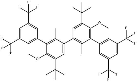 1,1':3',1'':3'',1'''-Quaterphenyl, 5',5''-bis(1,1-dimethylethyl)-4'',6'-dimethoxy-2',2''-dimethyl-3,3''',5,5'''-tetrakis(trifluoromethyl) 구조식 이미지