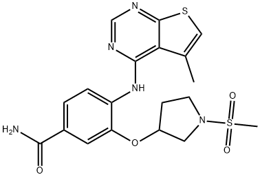 3-(1-methanesulfonyl-pyrrolidin-3-yloxy)-4-(5-methylthieno[2,3-d]pyrimidin-4-ylamino)-benzamide Structure