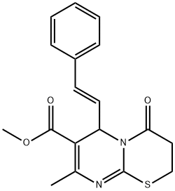 methyl (E)-8-methyl-4-oxo-6-styryl-3,4-dihydro-2H,6H-pyrimido[2,1-b][1,3]thiazine-7-carboxylate Structure