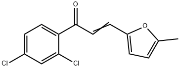 (2E)-1-(2,4-dichlorophenyl)-3-(5-methylfuran-2-yl)prop-2-en-1-one 구조식 이미지