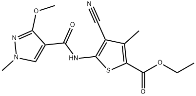 ethyl 4-cyano-5-[(3-methoxy-1-methylpyrazole-4-carbonyl)amino]-3-methylthiophene-2-carboxylate Structure