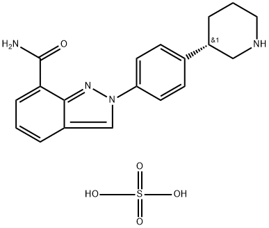 (S)-2-(4-(piperidin-3-yl)phenyl)-2H-indazole-7-carboxamide sulfate 구조식 이미지