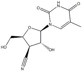 2,4(1H,3H)-Pyrimidinedione,1-(3-cyano-3-deoxy-b-D-xylofuranosyl)-5-methyl- 구조식 이미지