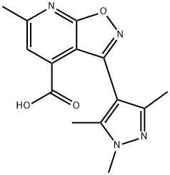 6-methyl-3-(1,3,5-trimethyl-1H-pyrazol-4-yl)isoxazolo[5,4-b]pyridine-4-carboxylic acid 구조식 이미지