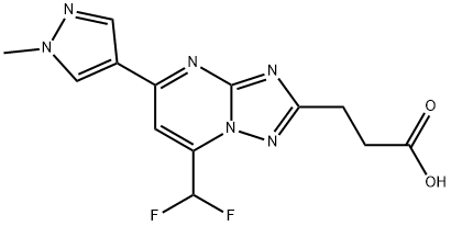 3-[7-(Difluoromethyl)-5-(1-methylpyrazol-4-yl)-[1,2,4]triazolo[1,5-a]pyrimidin-2-yl]propanoic acid Structure