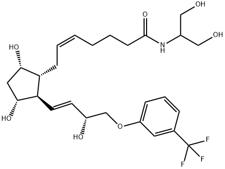 (Z)-7-[(1R,2R,3R,5S)-3,5-dihydroxy-2-[(E,3R)-3-hydroxy-4-[3-(trifluoromethyl)phenoxy]but-1-enyl]cyclopentyl]-N-(1,3-dihydroxypropan-2-yl)hept-5-enamide 구조식 이미지