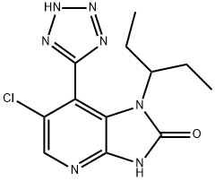 2H-Imidazo[4,5-b]pyridin-2-one, 6-chloro-1-(1-ethylpropyl)-1,3-dihydro-7-(2H-tetrazol-5-yl)- Structure