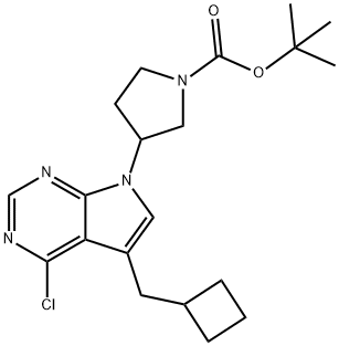 tert-butyl 3-(4-chloro-5-(cyclobutylmethyl)-7H-pyrrolo[2,3-d]pyrimidin-7-yl)pyrrolidine-1-carboxylate Structure