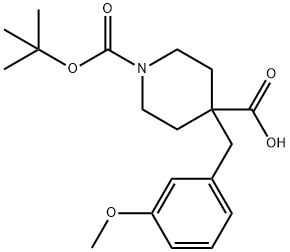 1-(tert-Butoxycarbonyl)-4-(3-methoxybenzyl)piperidine-4-carboxylic acid 구조식 이미지