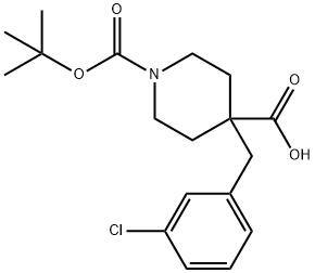 1-(tert-Butoxycarbonyl)-4-(3-chlorobenzyl)piperidine-4-carboxylic acid 구조식 이미지