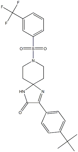 3-(4-tert-butylphenyl)-8-[3-(trifluoromethyl)phenyl]sulfonyl-1,4,8-triazaspiro[4.5]dec-3-en-2-one Structure