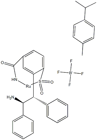 {[(1S,2S)-2-Amino-1,2-diphenylethyl](4-toluenesulfonyl)amido}(p-cymene)ruthenium(II)tetrafluoroborate Structure