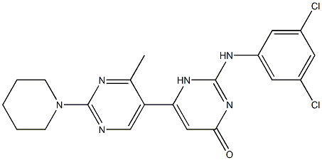 2-(3,5-dichloroanilino)-6-(4-methyl-2-piperidin-1-ylpyrimidin-5-yl)-1H-pyrimidin-4-one Structure