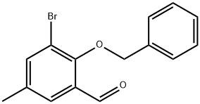 3-Bromo-5-methyl-2-(phenylmethoxy)benzaldehyde 구조식 이미지