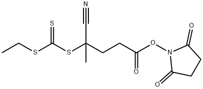 2,5-디옥소피롤리딘-1-일4-시아노-4-(((에틸티오)카르보노티오일)티오)펜타노에이트 구조식 이미지