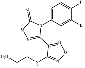 3-(4-((2-aminoethyl)amino)-1,2,5-oxadiazol-3-yl)-4-(3-bromo-4-fluorophenyl)-1,2,4-oxadiazol-5(4H)-one 구조식 이미지