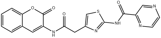 N-[4-[2-oxo-2-[(2-oxochromen-3-yl)amino]ethyl]-1,3-thiazol-2-yl]pyrazine-2-carboxamide Structure