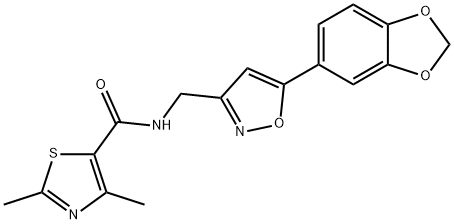 N-[[5-(1,3-benzodioxol-5-yl)-1,2-oxazol-3-yl]methyl]-2,4-dimethyl-1,3-thiazole-5-carboxamide Structure