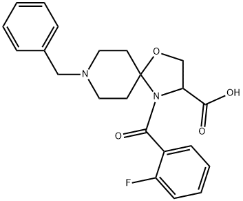 8-benzyl-4-(2-fluorobenzoyl)-1-oxa-4,8-diazaspiro[4.5]decane-3-carboxylic acid 구조식 이미지