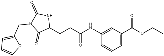 ethyl 3-[3-[1-(furan-2-ylmethyl)-2,5-dioxoimidazolidin-4-yl]propanoylamino]benzoate Structure