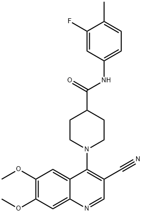 1-(3-cyano-6,7-dimethoxyquinolin-4-yl)-N-(3-fluoro-4-methylphenyl)piperidine-4-carboxamide Structure