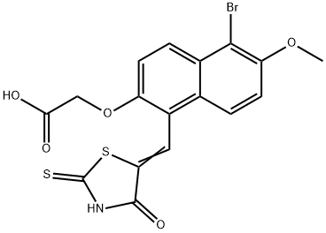 [[5-Bromo-6-methoxy-1-[(4-oxo-2-thioxo-5-thiazolidinylidene)methyl]-2-naphthalenyl]oxy]-acetic Acid Structure