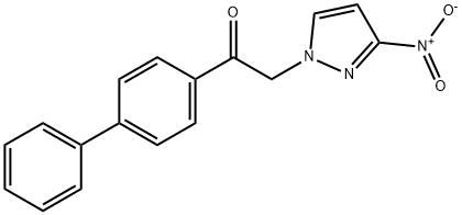 1-{[1,1-biphenyl]-4-yl}-2-(3-nitro-1H-pyrazol-1-yl)ethan-1-one 구조식 이미지