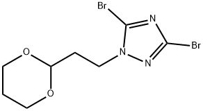 3,5-dibromo-1-[2-(1,3-dioxan-2-yl)ethyl]-1H-1,2,4-triazole 구조식 이미지