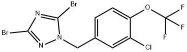 3,5-dibromo-1-{[3-chloro-4-(trifluoromethoxy)phenyl]methyl}-1H-1,2,4-triazole 구조식 이미지