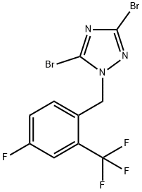 3,5-dibromo-1-{[4-fluoro-2-(trifluoromethyl)phenyl]methyl}-1H-1,2,4-triazole 구조식 이미지