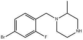 1-[(4-bromo-2-fluorophenyl)methyl]-2-methylpiperazine 구조식 이미지