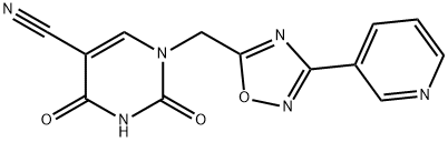 2,4-Dioxo-1-(3-pyridin-3-yl-[1,2,4]oxadiazol-5-ylmethyl)-1,2,3,4-tetrahydro-pyrimidine-5-carbonitrile Structure