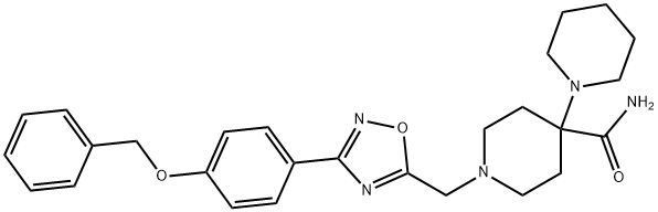 1-[[3-(4-phenylmethoxyphenyl)-1,2,4-oxadiazol-5-yl]methyl]-4-piperidin-1-ylpiperidine-4-carboxamide Structure