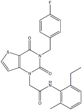 N-(2-ethyl-6-methylphenyl)-2-[3-[(4-fluorophenyl)methyl]-2,4-dioxothieno[3,2-d]pyrimidin-1-yl]acetamide Structure