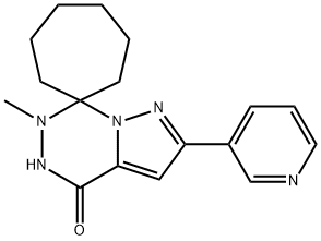 6-methyl-2-(pyridin-3-yl)-5,6-dihydro-4H-spiro[cycloheptane-1,7-pyrazolo[1,5-d][1,2,4]triazine]-4-one 구조식 이미지