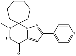 6-methyl-2-(pyridin-4-yl)-5,6-dihydro-4H-spiro[cycloheptane-1,7-pyrazolo[1,5-d][1,2,4]triazine]-4-one 구조식 이미지