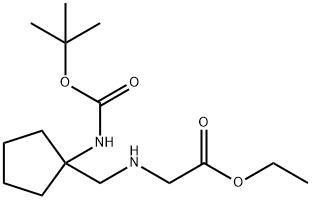 ethyl 2-{[(1-{[(tert-butoxy)carbonyl]amino}cyclopentyl)methyl]amino}acetate 구조식 이미지