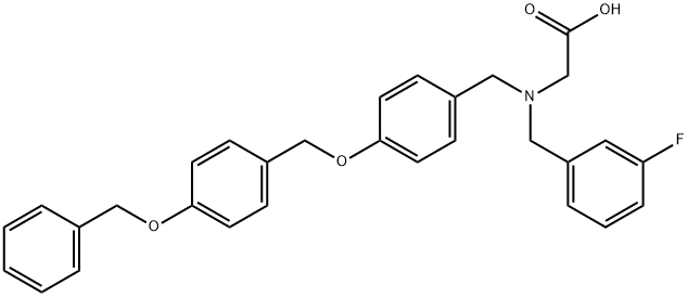 2-{[(4-{[4-(benzyloxy)phenyl]methoxy}phenyl)methyl][(3-fluorophenyl)methyl]amino}acetic acid Structure