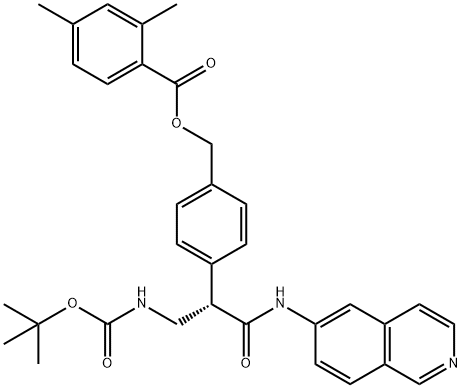 (S)-4-(3-((tert-butoxycarbonyl)amino)-1-(isoquinolin-6-ylamino)-1-oxopropan-2-yl)benzyl 2,4-dimethylbenzoate 구조식 이미지