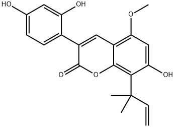 2H-1-Benzopyran-2-one,3-(2,4-dihydroxyphenyl)-8-(1,1-dimethyl-2-propen-1-yl)-7-hydroxy-5-methoxy- Structure