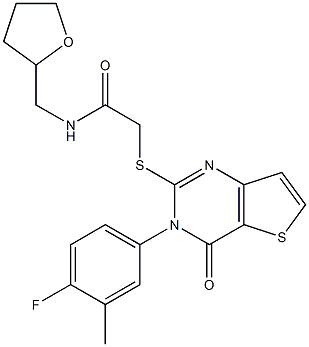 2-[3-(4-fluoro-3-methylphenyl)-4-oxothieno[3,2-d]pyrimidin-2-yl]sulfanyl-N-(oxolan-2-ylmethyl)acetamide Structure