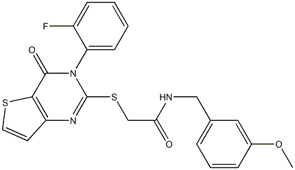 2-[3-(2-fluorophenyl)-4-oxothieno[3,2-d]pyrimidin-2-yl]sulfanyl-N-[(3-methoxyphenyl)methyl]acetamide Structure