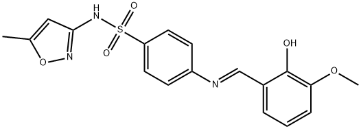 4-[(2-hydroxy-3-methoxybenzylidene)amino]-N-(5-methyl-3-isoxazolyl)benzenesulfonamide 구조식 이미지