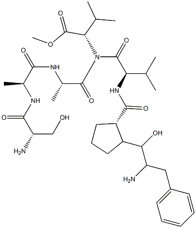 L-Valine,L-seryl-L-alanyl-L-alanyl-(1R,2R)-2-[(1S,2S)-2-amino-1-hydroxy-3-phenylpropyl]cyclopentanecarbonyl-L-valyl-,methyl ester (9CI) 구조식 이미지