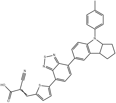 (E)-2-cyano-3-(5-(7-(4-(p-tolyl)-1,2,3,3a,4,8b-hexahydrocyclopenta[b]indol-7-yl)benzo[c][1,2,5]thiadiazol-4-yl)thiophen-2-yl)acrylic acid 구조식 이미지