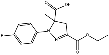 3-(ethoxycarbonyl)-1-(4-fluorophenyl)-5-methyl-4,5-dihydro-1H-pyrazole-5-carboxylic acid 구조식 이미지