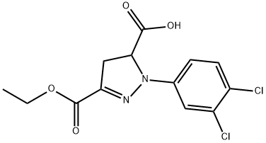 1-(3,4-dichlorophenyl)-3-(ethoxycarbonyl)-4,5-dihydro-1H-pyrazole-5-carboxylic acid 구조식 이미지