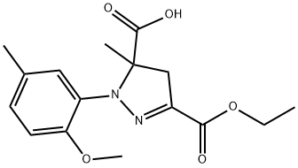 3-(ethoxycarbonyl)-1-(2-methoxy-5-methylphenyl)-5-methyl-4,5-dihydro-1H-pyrazole-5-carboxylic acid Structure