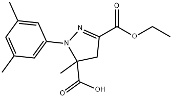 1-(3,5-dimethylphenyl)-3-(ethoxycarbonyl)-5-methyl-4,5-dihydro-1H-pyrazole-5-carboxylic acid Structure